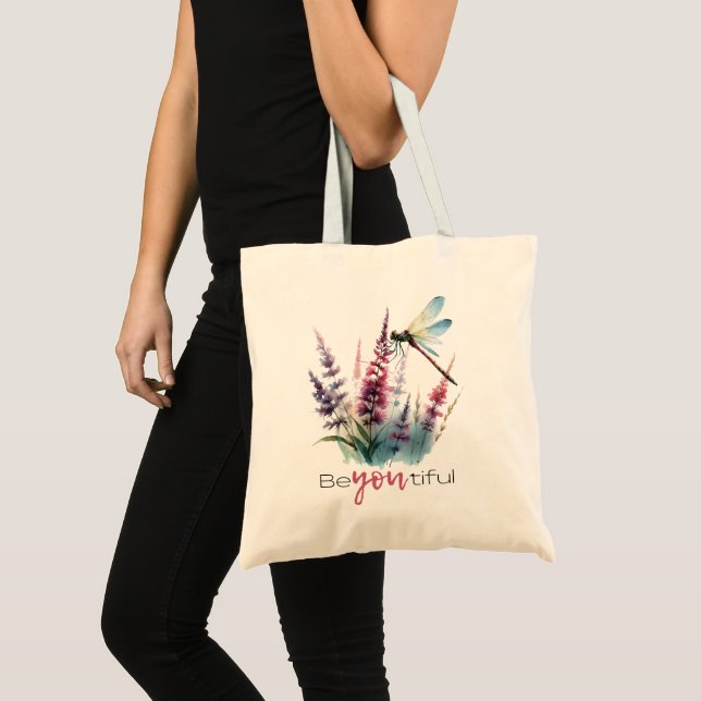 Bolsa Tote Na moda Be You BeauLinda Cotação Dragonfly Floral (Frente (produto))