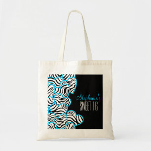 Bolsa Tote Na moda Blue Sweet 16 Zebra Design