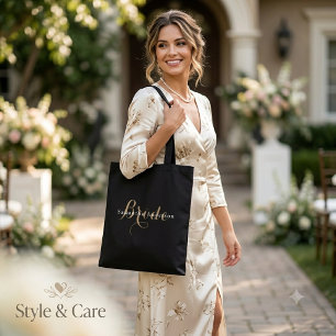 Bolsa Tote Na moda Bride e Nome Texto Tudo Sobre Impressão To