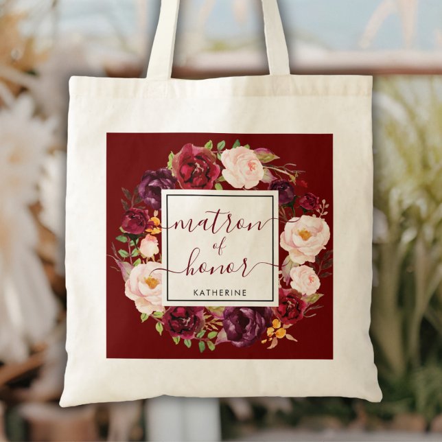 Bolsa Tote Na moda Burgundy Matron de Honor Wedding Tote Bag (Criador carregado)
