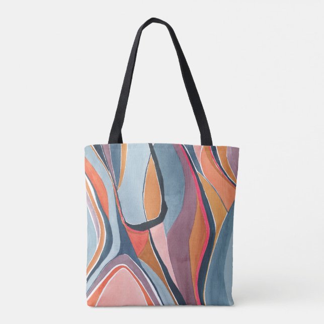 Bolsa Tote Na moda com Abstrato de Aquarela Colorida (Verso)