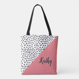 Bolsa Tote Na moda cor-de-rosa e preto com a barra de ferrame