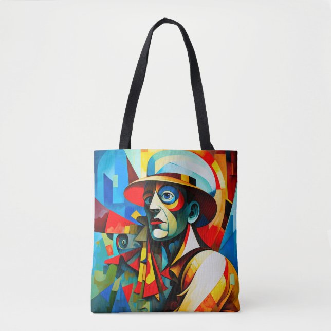 Bolsa Tote Na moda "Cubismo Man" Camisa-T feminina (Frente)