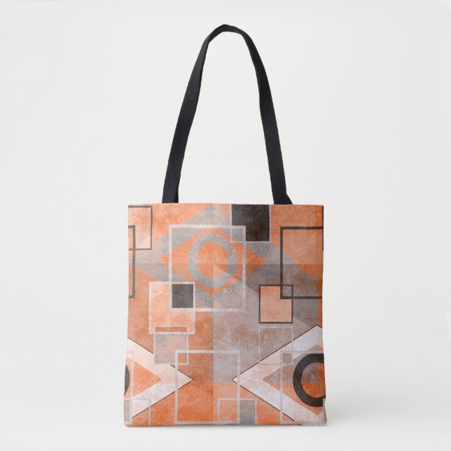 Bolsa Tote Na moda de cinza de laranja geométrico (Frente)