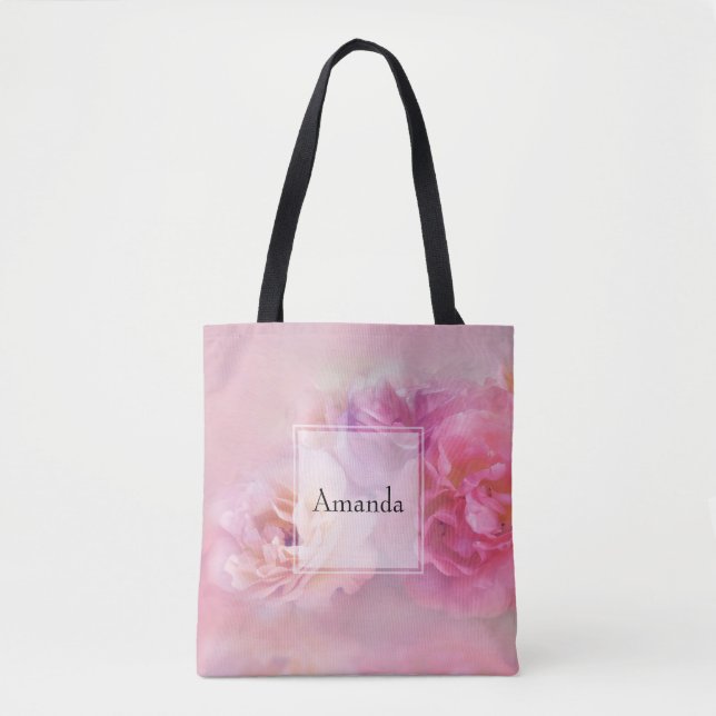 Bolsa Tote Na moda de Cravos Rosa bonito (Frente)