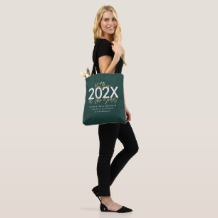 Bolsa Tote na moda de escrita verde e dourada