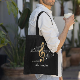 Bolsa Tote Na moda de Limpeza Dourada de Música Preta Persona