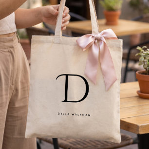 Bolsa Tote Na moda de Nome Monograma Minimalista Simples