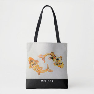 Bolsa Tote Na moda Dourado Peixe Koi