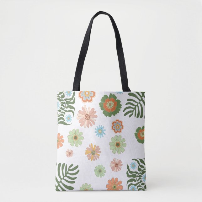 Bolsa Tote na moda floral colorido retro boho (Frente)