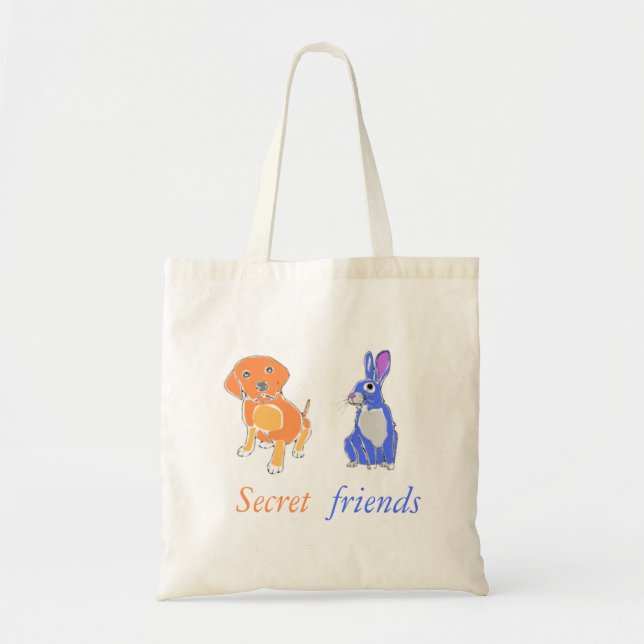 Bolsa Tote Na moda Ilustrado Cão E Coelho (Frente)