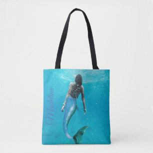 Bolsa Tote Na moda Moderno do Oceano Azul Mermaid