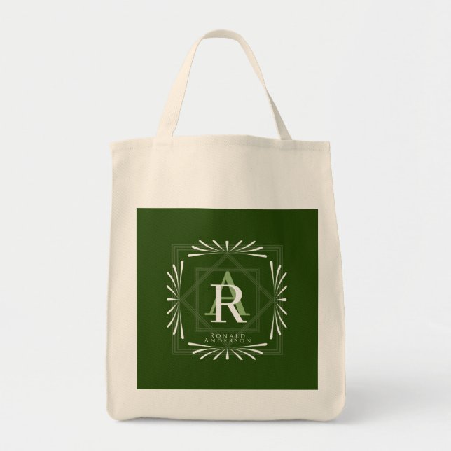 Bolsa Tote Na moda moderno - Monograma Verde (Frente)