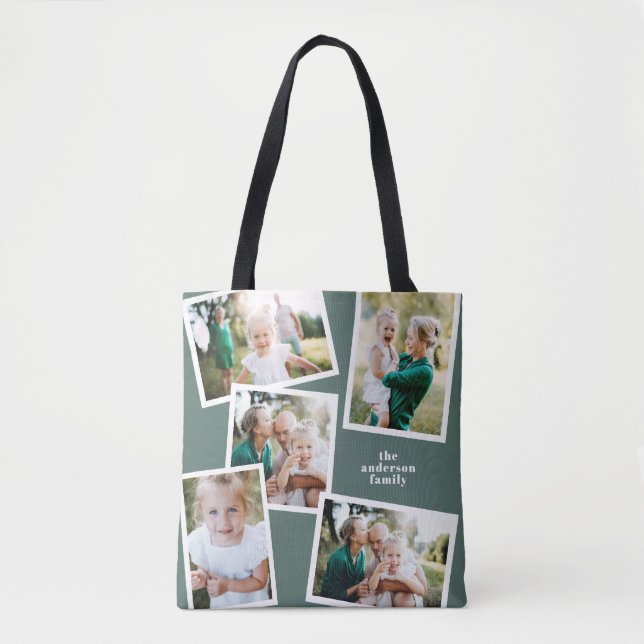 Bolsa Tote Na moda multi-família de fotos moderna verde (Frente)