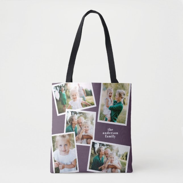 Bolsa Tote Na moda multifamília de fotos roxa (Frente)
