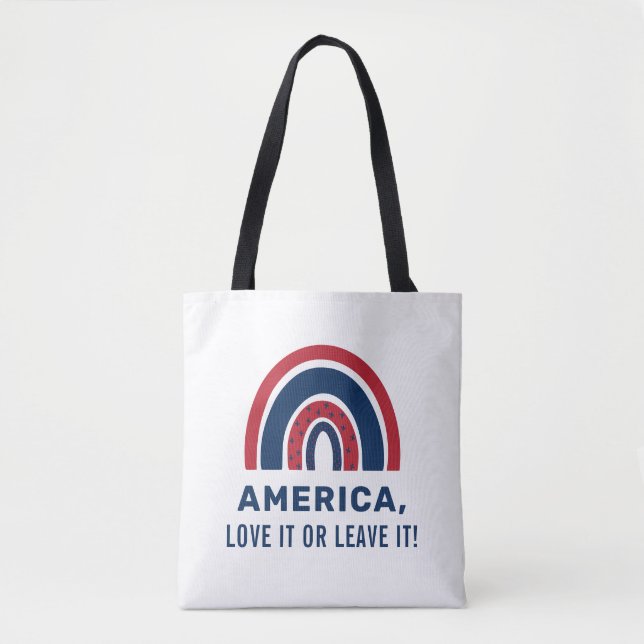 Bolsa Tote Na moda Patriótico Americano Arco-Íris Americano 4 (Frente)