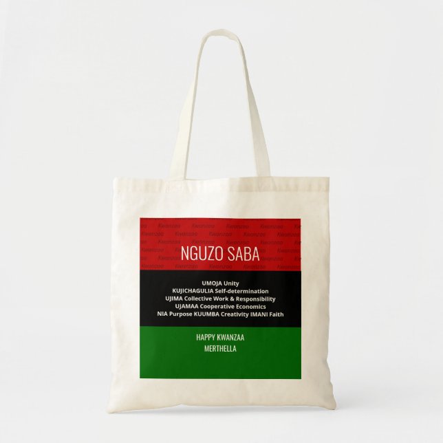 Bolsa Tote Na moda personalizado NGUZO SABA Happy Kwanzaa (Frente)