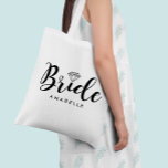 Bolsa Tote Na moda Script "Bride"<br><div class="desc">Diversão personalizada design para a noiva-a-ser.</div>