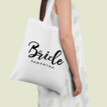 Bolsa Tote Na moda Script "Bride" Personalizado<br><div class="desc">Design de festa de noiva personalizada divertida.</div>
