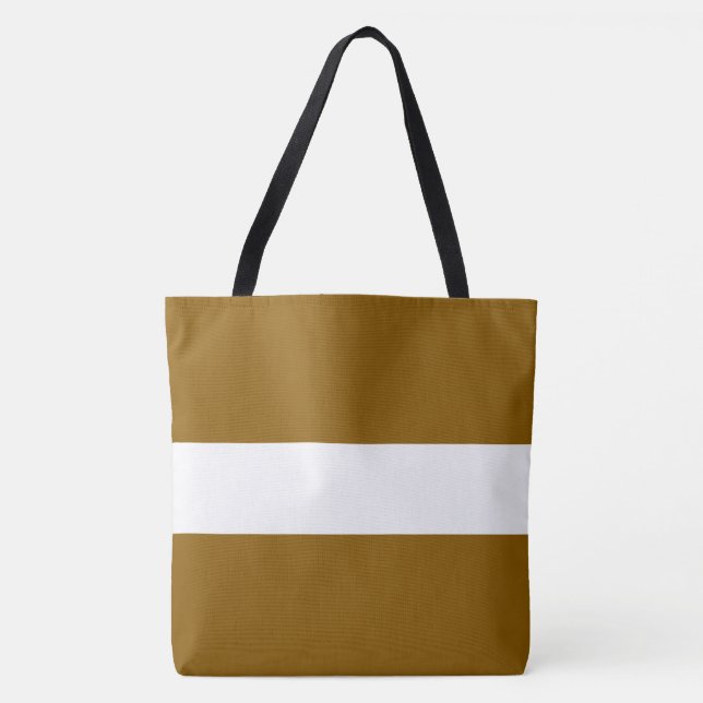 Bolsa Tote Na moda Sporty Wide Ouro White Stripes Marrons (Frente)
