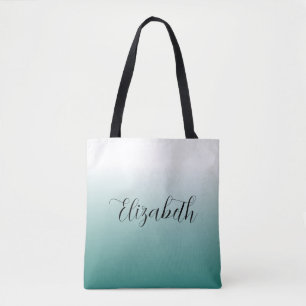 Bolsa Tote Na moda Teal Crie Seu Nome De Caligrafia