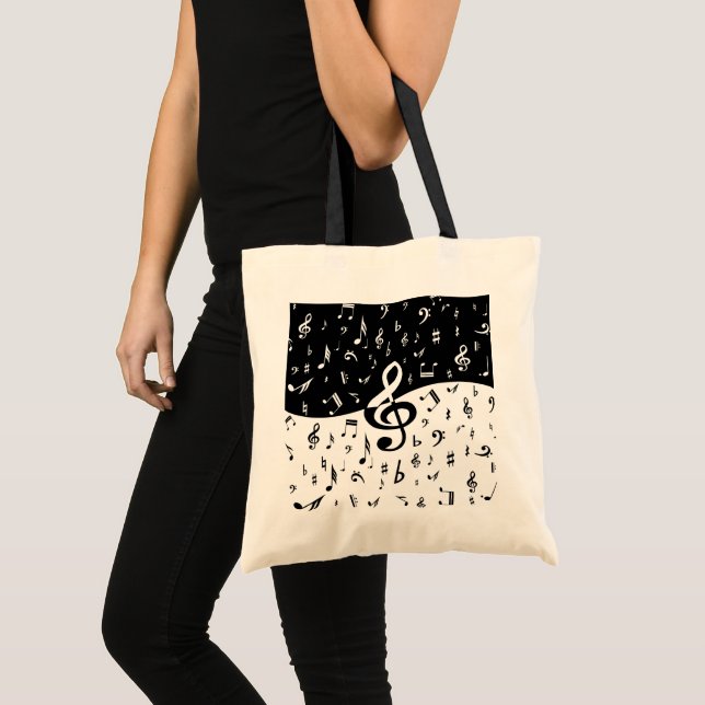Bolsa Tote Na moda Tremor Wave Negra e Branca (Frente (produto))