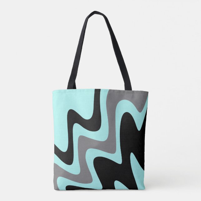Bolsa Tote Na moda Turquoise Silver Black (Verso)