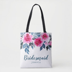 Bolsa Tote Na moda Watercolor Floral Wedesmaid