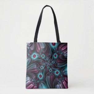 Bolsa Tote Na Profundidade da Arte Fractal Abstrato Azul Cor-