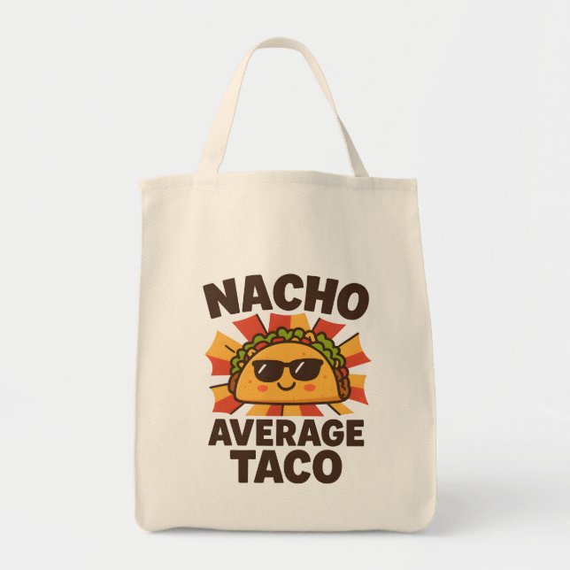 Bolsa Tote Nacho Average Taco Funny Food Pun Comic Style (Frente)