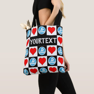 Bolsa Tote Nadadores e Corações Equipe Personalizada de Nat