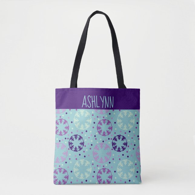 Bolsa Tote Nadagem Aqua e Roxo Sincronizada Personalizada (Frente)