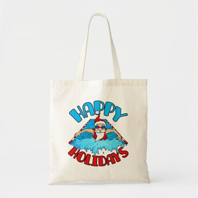 Bolsa Tote Nadando Natal Natal do Papai Noel Nadador (Frente)