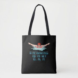 Bolsa Tote Nadar Meu DNA Nadando Sobre Nadador Engraçado