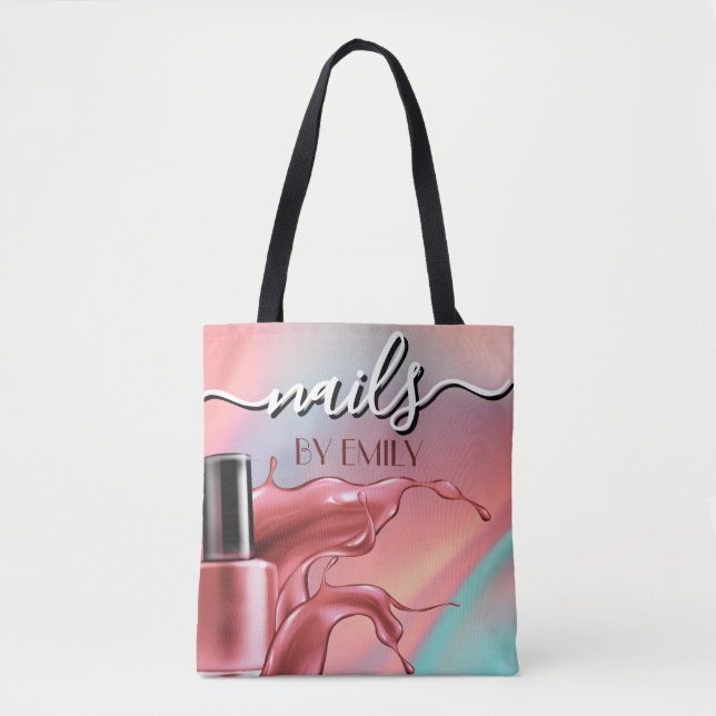 Bolsa Tote Nail Salon Polonês Botão Espalhar Pastel (Frente)
