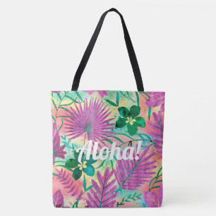 Bolsa Tote Nalani Hawaiian Tropical Garden Fuchsia