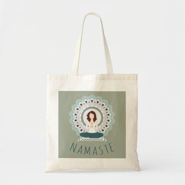 Bolsa Tote Namaste na pose de Lotus - sacola da mulher de (Frente)