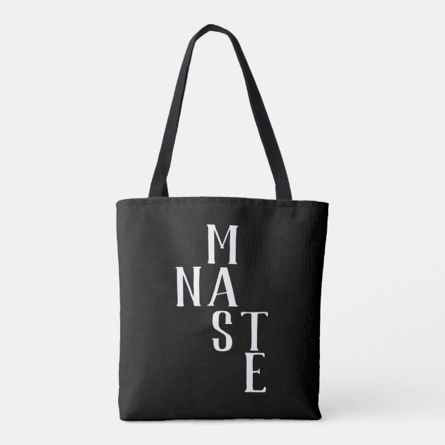 Bolsa Tote Namaste | preto branco duplo (Verso)
