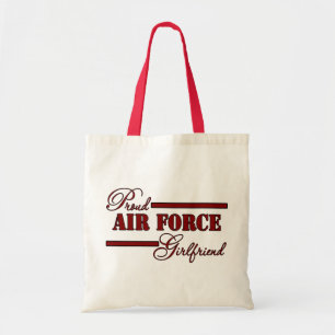 Bolsa Tote Namorada orgulhoso da força aérea (preto vermelh