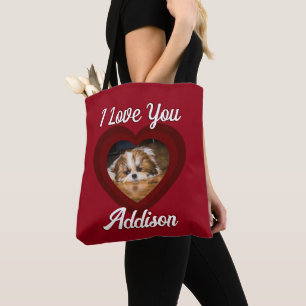 Bolsa Tote Namorados coração cão amor Fotografia personalizad