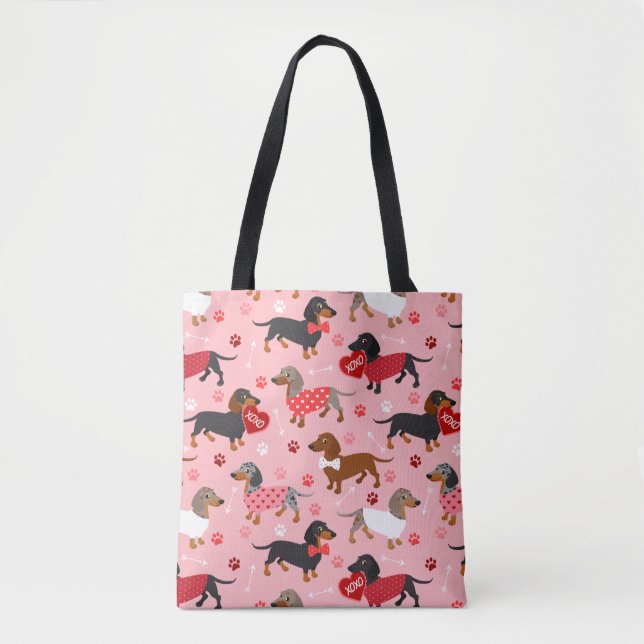 Bolsa Tote Namorados Dachshund (Frente)