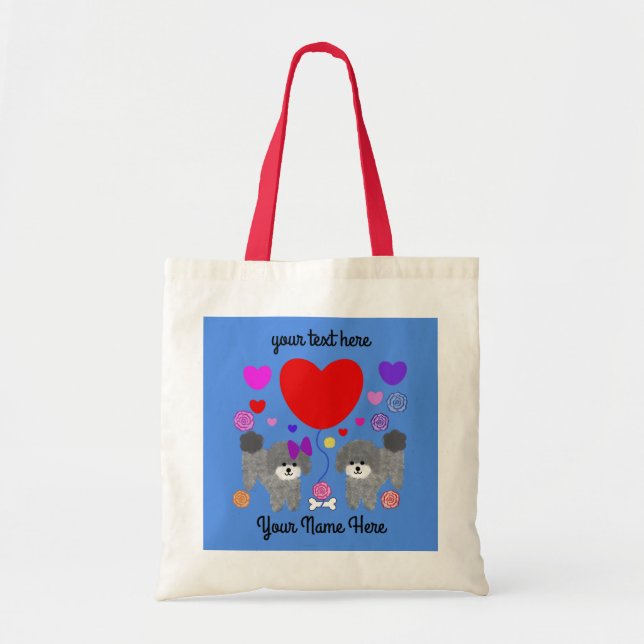 Bolsa Tote Namorados de Poodle da cinza nº 3 Tote Bag (Frente)