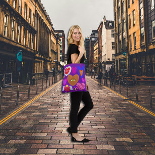 Bolsa Tote Namorados de vários corações coloridos