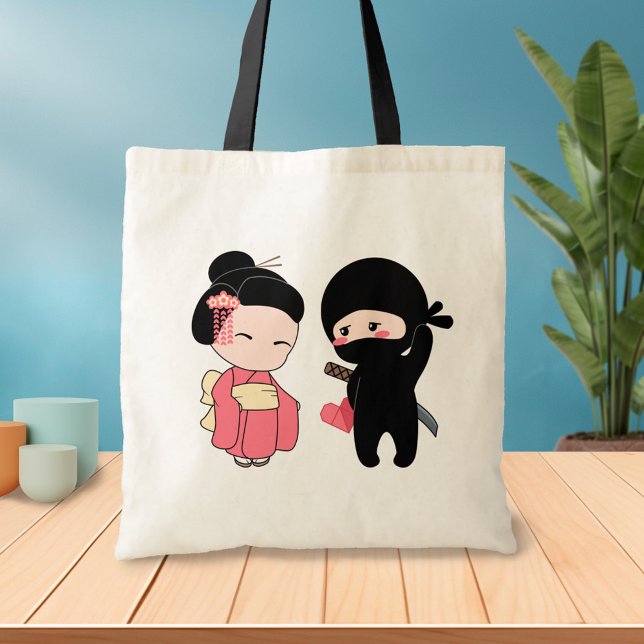 Bolsa Tote Namorados Ninja e Geisha (Criador carregado)