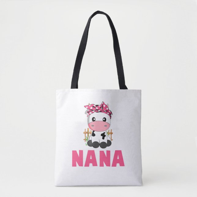 Bolsa Tote Nana Cow Cute Farmer Covarinho Cozinhado Matando F (Frente)