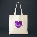 Bolsa Tote Nana em Roxo<br><div class="desc">Bonito design de nome de coração roxo para a Nana. Um presente bonito para as meninas.</div>