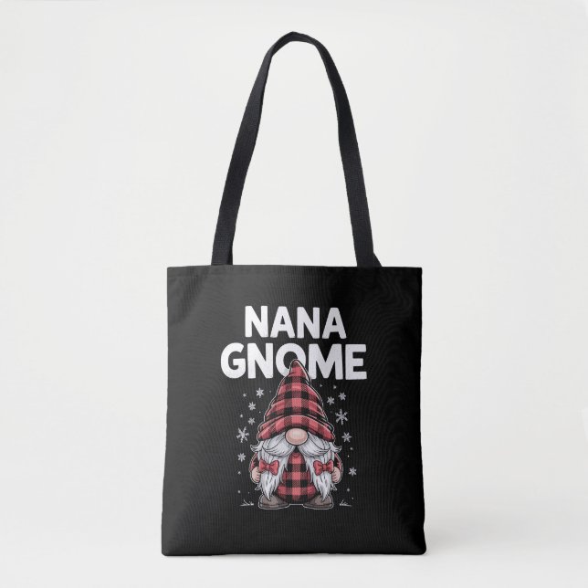 Bolsa Tote Nana Gnomos Vermelhos Xadrez Gnomo (Frente)