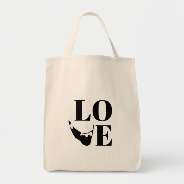 Bolsa Tote Nantucket Love Graphic Impressão Island Silhouette (Frente)