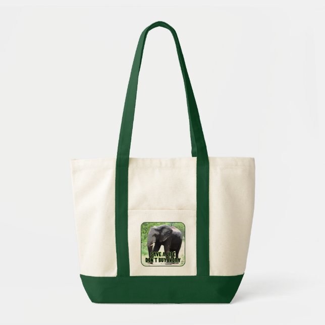 Bolsa Tote Não Comprar Ivory, salve a vida de um elefante (Frente)