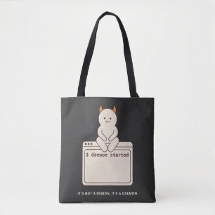 Bolsa Tote Não é um Demônio é um Daemon Linux Preto Engraçado